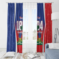 Window curtain set with top grommets in blue and red, Haiti 1804 flag design