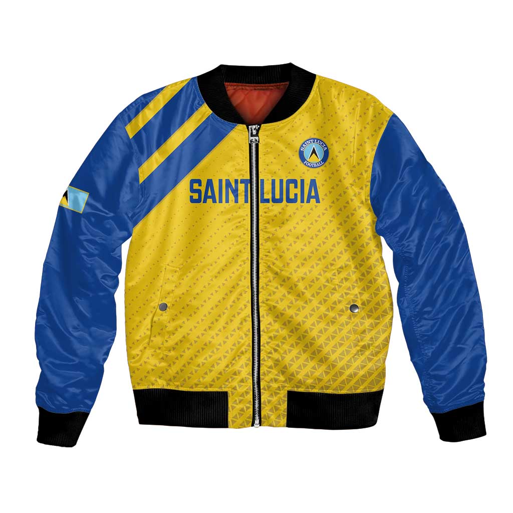 Custom Saint Lucia Football Bomber Jacket 2025 Go Champions - Yellow Version