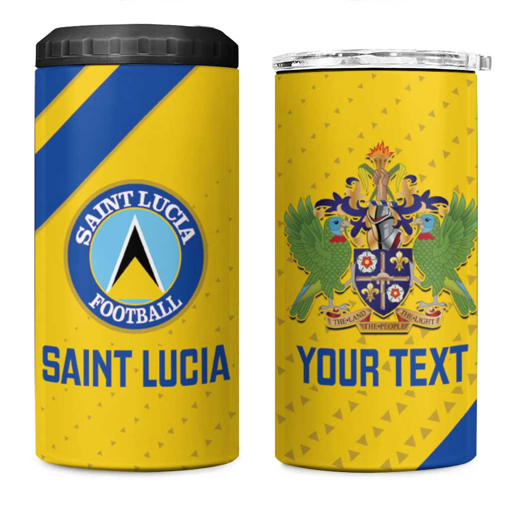 Custom Saint Lucia Football 4 in 1 Can Cooler Tumbler 2025 Go Champions - Yellow Version