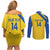 Custom Saint Lucia Football Couples Matching Off Shoulder Short Dress and Long Sleeve Button Shirt 2025 Go Champions - Yellow Version