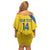 Custom Saint Lucia Football Family Matching Off Shoulder Short Dress and Hawaiian Shirt 2025 Go Champions - Yellow Version