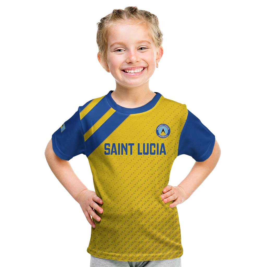 Custom Saint Lucia Football Kid T Shirt 2025 Go Champions - Yellow Version