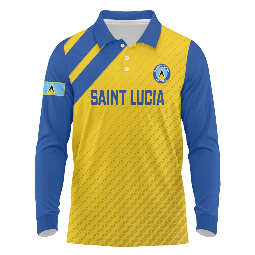 Custom Saint Lucia Football Long Sleeve Polo Shirt 2025 Go Champions - Yellow Version