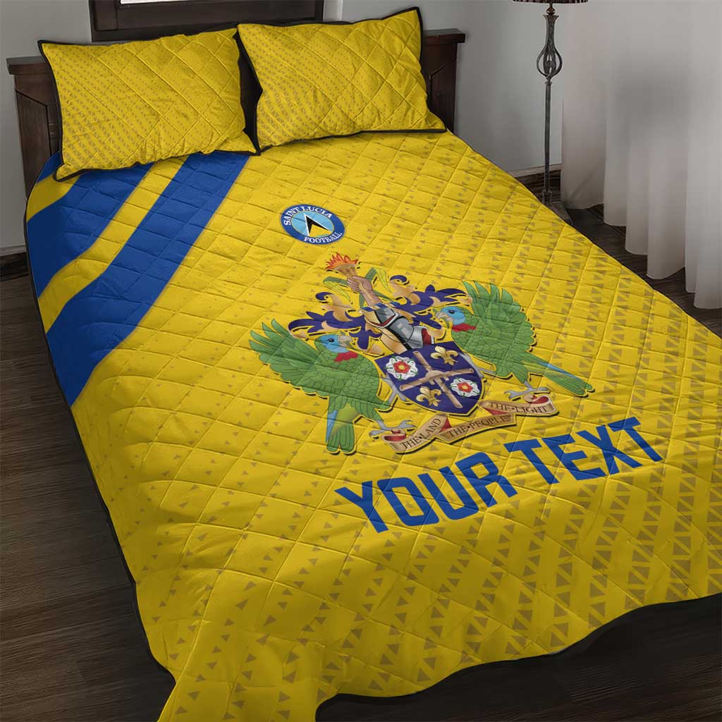 Custom Saint Lucia Football Quilt Bed Set 2025 Go Champions - Yellow Version