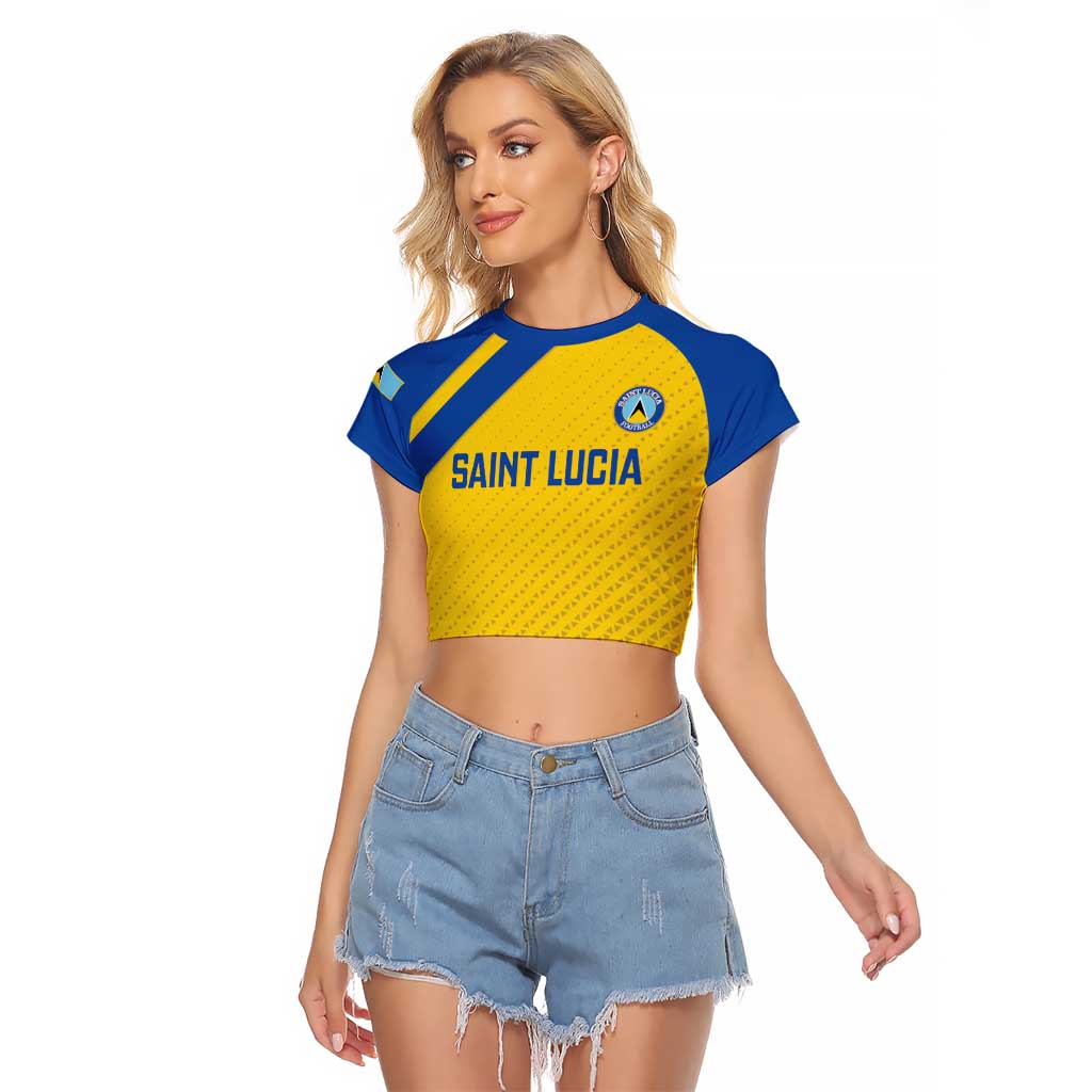 Custom Saint Lucia Football Raglan Cropped T Shirt 2025 Go Champions - Yellow Version