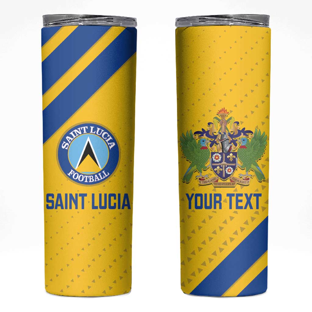 Custom Saint Lucia Football Skinny Tumbler 2025 Go Champions - Yellow Version