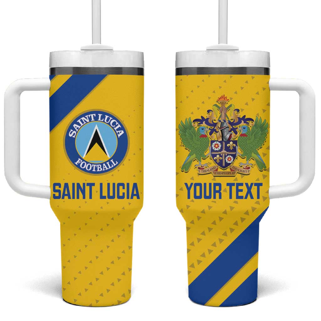 Custom Saint Lucia Football Tumbler With Handle 2025 Go Champions - Yellow Version