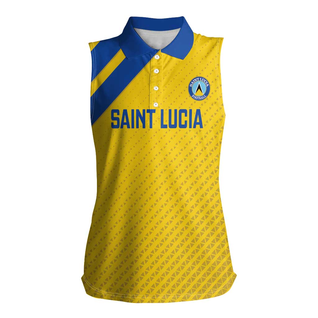 Custom Saint Lucia Football Women Sleeveless Polo Shirt 2025 Go Champions - Yellow Version