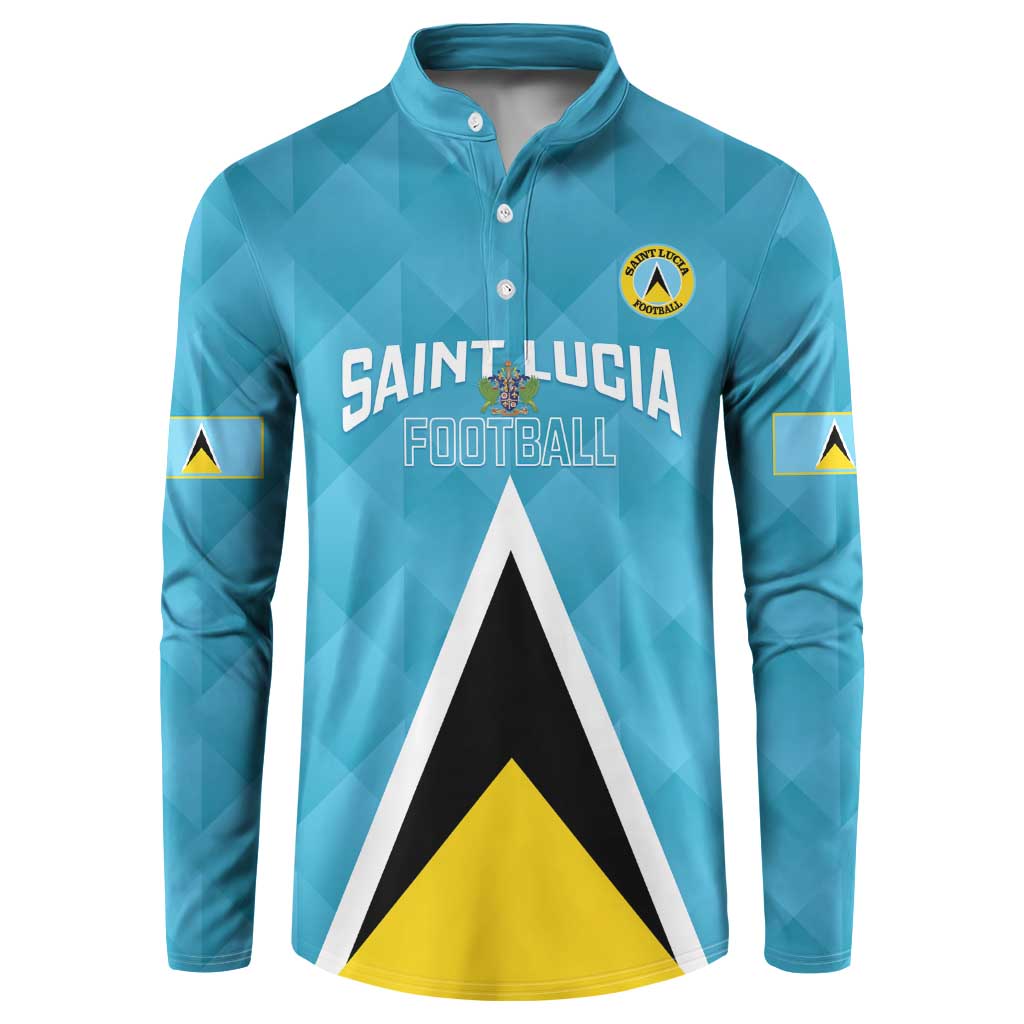 Custom Saint Lucia Football Button Sweatshirt Flag Style