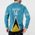 Custom Saint Lucia Football Button Sweatshirt Flag Style