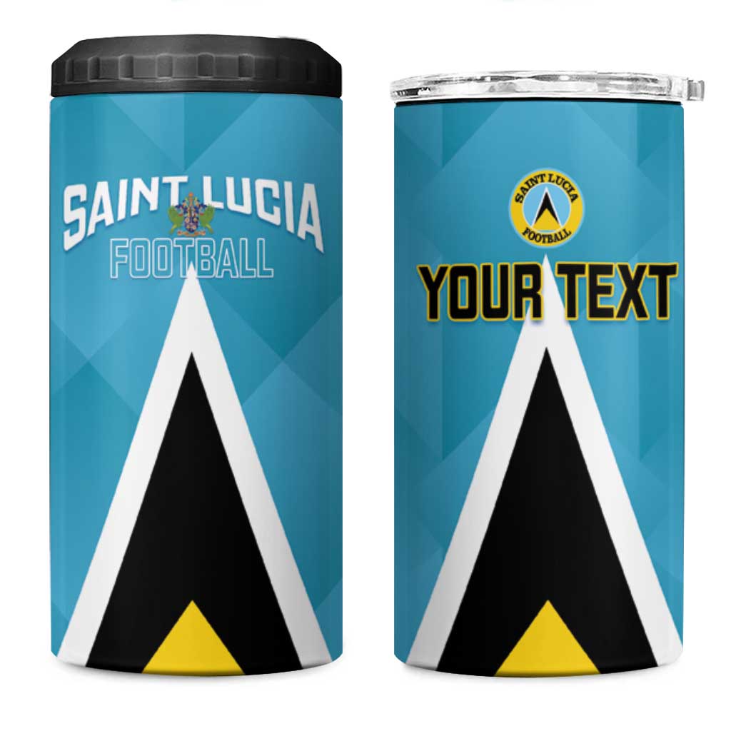 Custom Saint Lucia Football 4 in 1 Can Cooler Tumbler Flag Style