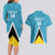 Custom Saint Lucia Football Couples Matching Long Sleeve Bodycon Dress and Hawaiian Shirt Flag Style