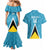 Custom Saint Lucia Football Couples Matching Mermaid Dress and Hawaiian Shirt Flag Style