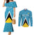 Custom Saint Lucia Football Couples Matching Mermaid Dress and Long Sleeve Button Shirt Flag Style