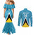 Custom Saint Lucia Football Couples Matching Mermaid Dress and Long Sleeve Button Shirt Flag Style