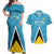 Custom Saint Lucia Football Couples Matching Off Shoulder Maxi Dress and Hawaiian Shirt Flag Style