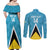 Custom Saint Lucia Football Couples Matching Off Shoulder Maxi Dress and Long Sleeve Button Shirt Flag Style