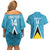 Custom Saint Lucia Football Couples Matching Off Shoulder Short Dress and Hawaiian Shirt Flag Style