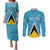 Custom Saint Lucia Football Couples Matching Puletasi and Long Sleeve Button Shirt Flag Style