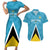 Custom Saint Lucia Football Couples Matching Short Sleeve Bodycon Dress and Hawaiian Shirt Flag Style