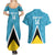 Custom Saint Lucia Football Couples Matching Summer Maxi Dress and Hawaiian Shirt Flag Style