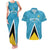 Custom Saint Lucia Football Couples Matching Tank Maxi Dress and Hawaiian Shirt Flag Style