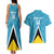 Custom Saint Lucia Football Couples Matching Tank Maxi Dress and Hawaiian Shirt Flag Style