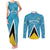 Custom Saint Lucia Football Couples Matching Tank Maxi Dress and Long Sleeve Button Shirt Flag Style