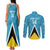 Custom Saint Lucia Football Couples Matching Tank Maxi Dress and Long Sleeve Button Shirt Flag Style