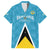 Custom Saint Lucia Football Family Matching Long Sleeve Bodycon Dress and Hawaiian Shirt Flag Style