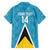 Custom Saint Lucia Football Family Matching Long Sleeve Bodycon Dress and Hawaiian Shirt Flag Style