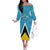 Custom Saint Lucia Football Family Matching Off The Shoulder Long Sleeve Dress and Hawaiian Shirt Flag Style