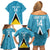 Custom Saint Lucia Football Family Matching Off Shoulder Short Dress and Hawaiian Shirt Flag Style