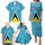 Custom Saint Lucia Football Family Matching Puletasi and Hawaiian Shirt Flag Style