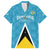 Custom Saint Lucia Football Family Matching Short Sleeve Bodycon Dress and Hawaiian Shirt Flag Style