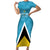 Custom Saint Lucia Football Family Matching Short Sleeve Bodycon Dress and Hawaiian Shirt Flag Style