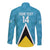 Custom Saint Lucia Football Long Sleeve Button Shirt Flag Style