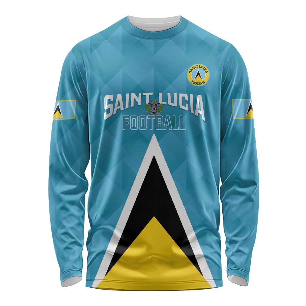 Custom Saint Lucia Football Long Sleeve Shirt Flag Style