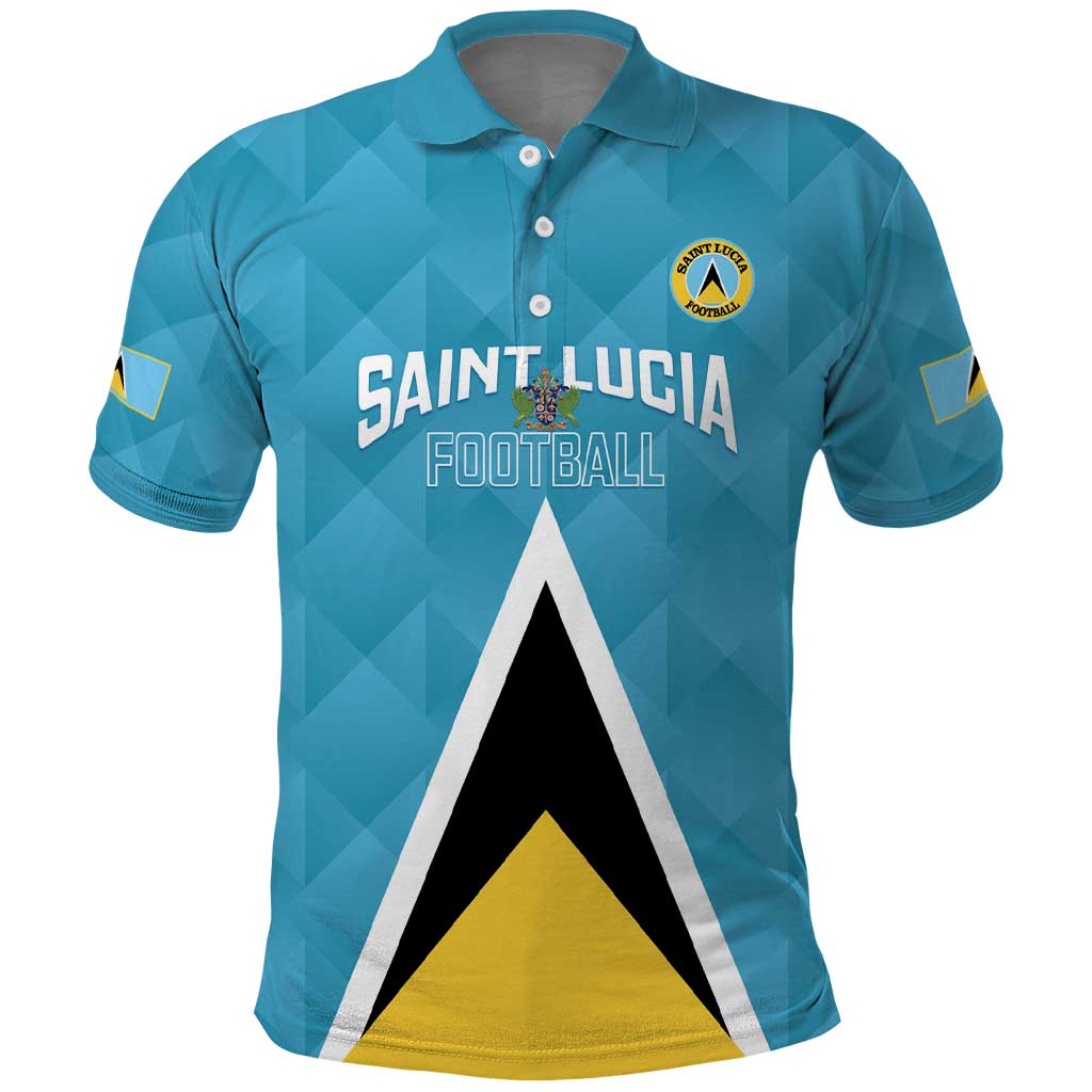 Custom Saint Lucia Football Polo Shirt Flag Style