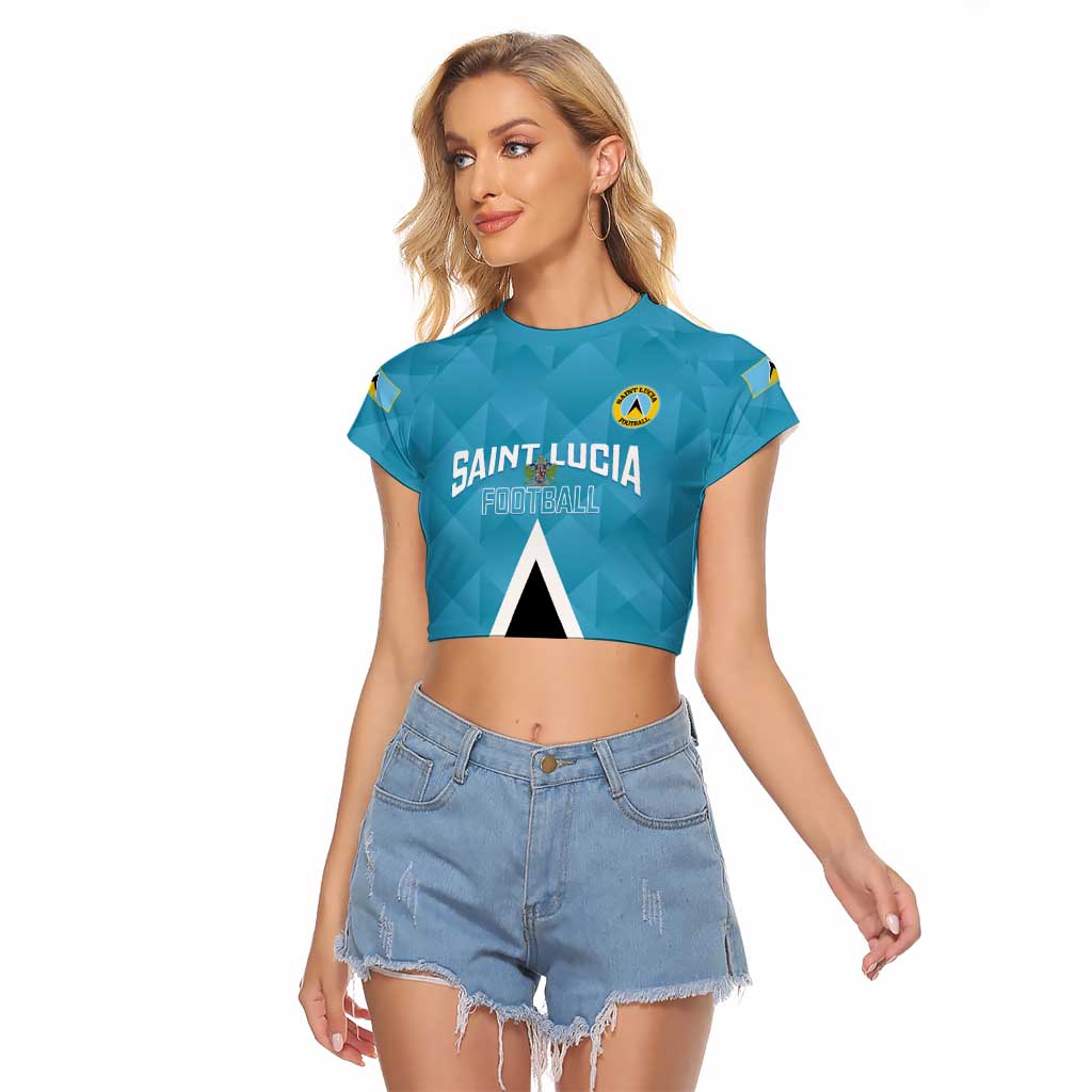 Custom Saint Lucia Football Raglan Cropped T Shirt Flag Style