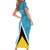 Custom Saint Lucia Football Short Sleeve Bodycon Dress Flag Style