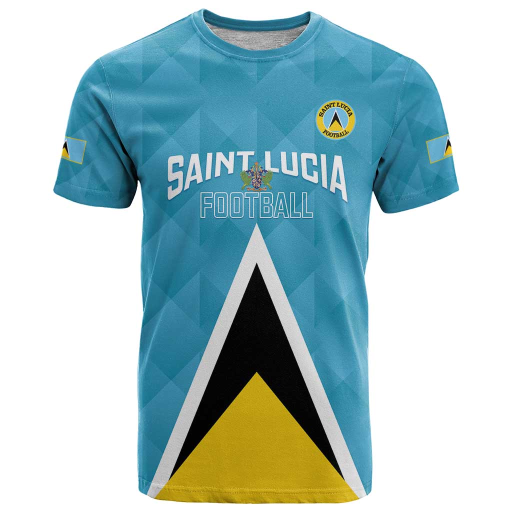 Custom Saint Lucia Football T Shirt Flag Style