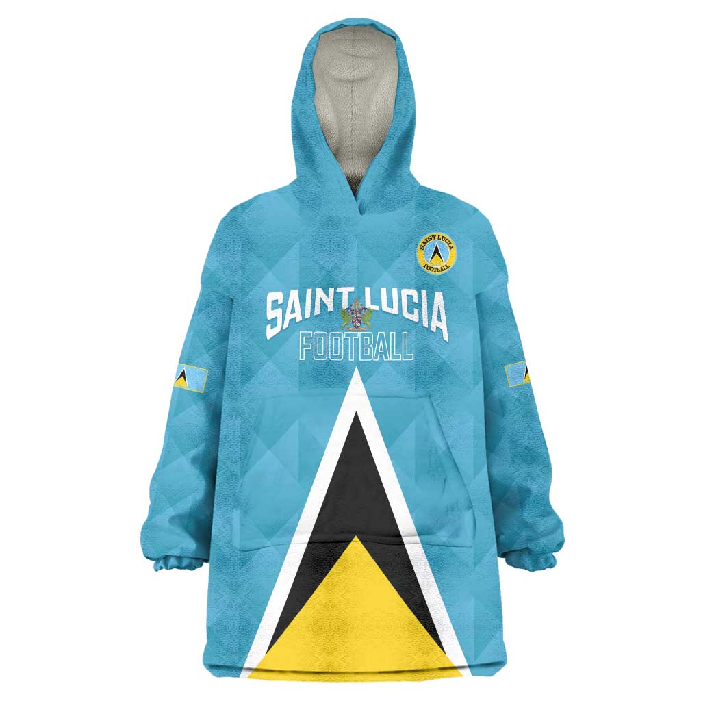 Custom Saint Lucia Football Wearable Blanket Hoodie Flag Style