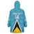 Custom Saint Lucia Football Wearable Blanket Hoodie Flag Style