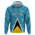 Custom Saint Lucia Football Zip Hoodie Flag Style