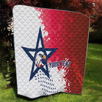 Quilted red/white/blue throw blanket with star-and-eagle graphic and custom text