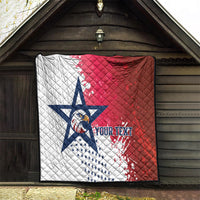 Quilted outdoor blanket in red, white, and blue with star-and-eagle logo
