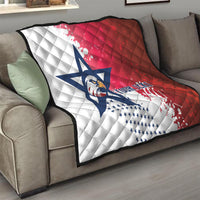 Red/white/blue quilted sofa throw with star-and-eagle graphic and custom text