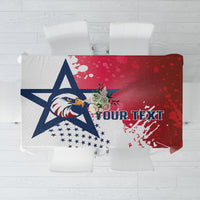 Custom rugby tablecloth with red, navy, and white eagle and star graphic