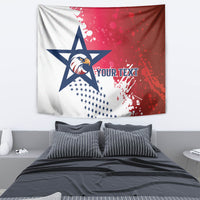 Eagle star rugby tapestry with red splatter background and 'YOUR TEXT' text.